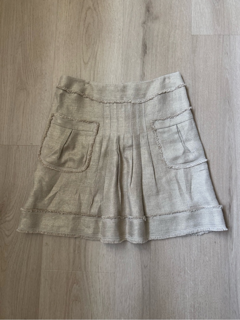 Oscar de la Renta Beige Knit Skort with Patch Pockets
